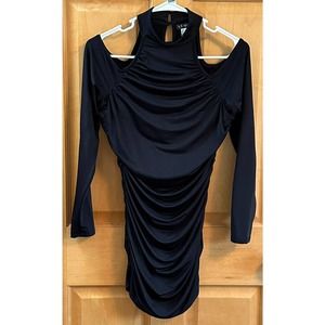 V286, NWOT, Venus Women’s Cold Shoulder Black Dress Sz Medium w/Ruching